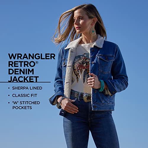 Wrangler womens Retro Sherpa Lined Jacket, Denim, Medium US