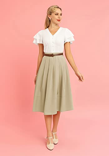 Women's Pleated Midi Skirt: Vintage Retro Style