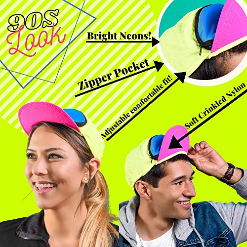 80s/90s Neon Fanny Pack Hat: Turquoise, Magenta