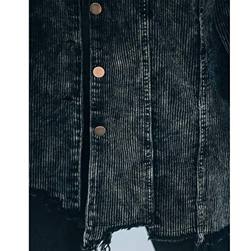 Hixiaohe Women's Oversized Corduroy Shacket (Black, S)