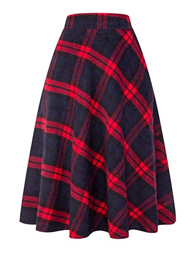 Retro Plaid Maxi Skirt - A-line Warm & Flared