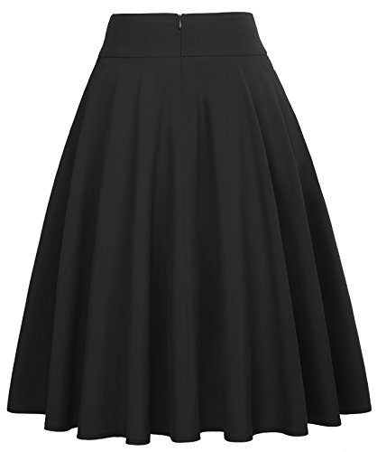 Retro Black Flared A-Line Skirt, Size L