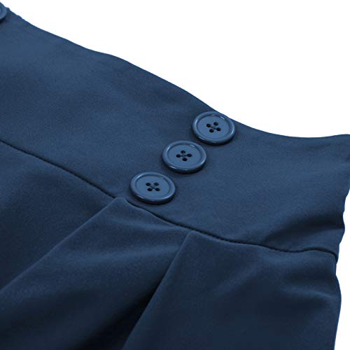 1950s Retro Pleated Skirt - Navy Blue, Size L