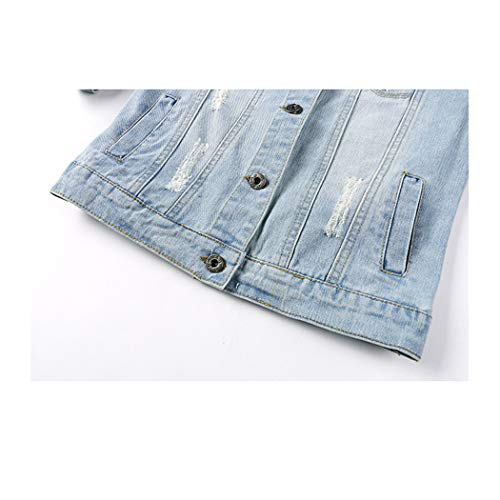 Hixiaohe Women Autumn 3/4 Sleeve Retro Short Denim Jackets Light Blue Jean Coats (Light Blue, XL)