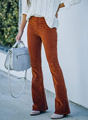 Retro Corduroy Flare Pants - Brown (Women)