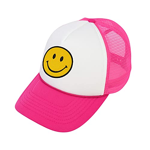 Retro Smiley Patch Trucker Hat for Women