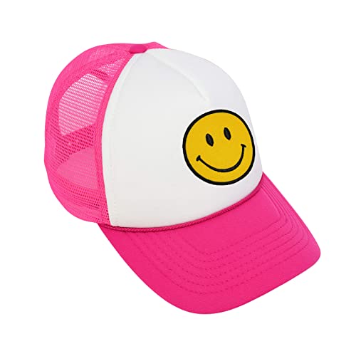 Retro Smiley Patch Trucker Hat for Women