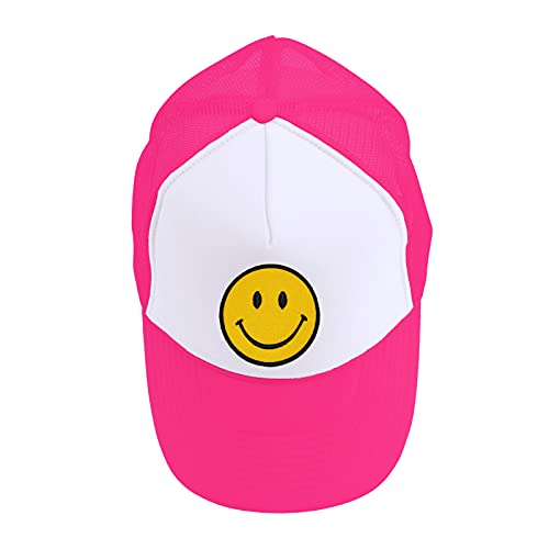 Retro Smiley Patch Trucker Hat for Women