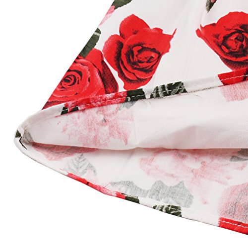 Women's Vintage White-Rose A-line Pleated Midi Skirt
