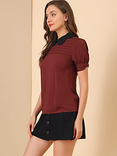 Allegra K Vintage Peter Pan Collar Blouse - Large Burgundy