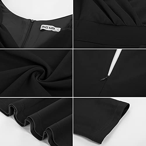 Black 50s 60s Vintage Swing Party Dress - Size S