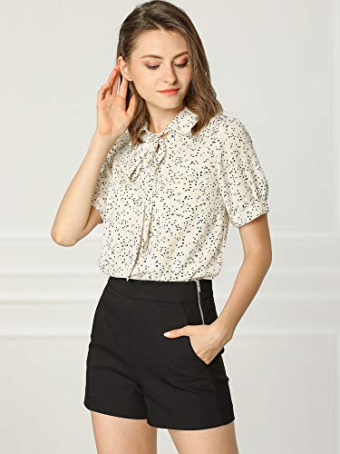 Retro Bow Tie Peter Pan Collar Blouse - Cream White