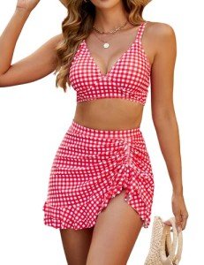 Vintage Inspired Red & White Plaid Bikini Set