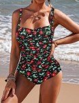 50s Retro Cherry Print One Piece Swimsuit