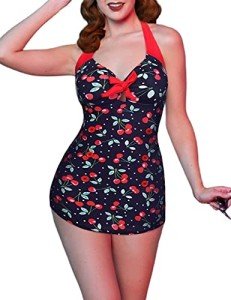 Vintage Striped Retro One-Piece Swimsuit for Women