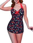 Vintage Striped Retro One-Piece Swimsuit for Women