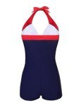 Blue Vintage Striped One Piece Swimsuit for Women