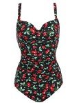 50s Retro Cherry Print One Piece Swimsuit