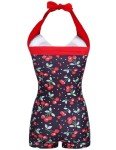 Vintage Striped Retro One-Piece Swimsuit for Women