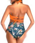 Vintage Halter Ruched High Waist Bikini - Floral