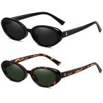 Vintage 90s Oval Sunglasses - Black & Leopard