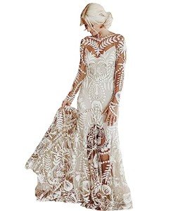 Vintage Ivory Lace Cowboy Wedding Dress Set