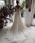 Boho Lace V-Neck Beach Wedding Dress