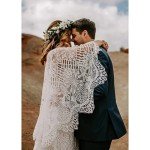 Boho Lace Mermaid Wedding Dress with Cape Sleeve