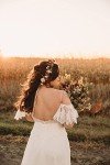 Chic Lace Boho Wedding Dress with Ruffle Sleeves