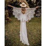Boho Lace Mermaid Wedding Dress with Cape Sleeve
