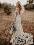 Vintage Ivory Lace Cowboy Wedding Dress Set