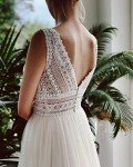 Boho Lace V-Neck Beach Wedding Dress