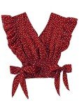 Red Vintage Polka Dot Ruffle Cap Sleeve Top