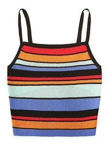Vintage Striped Cami Crop Top for Women