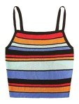 Vintage Striped Cami Crop Top for Women