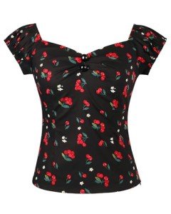 Rockabilly Floral Off-Shoulder Pinup Blouse