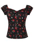 Rockabilly Floral Off-Shoulder Pinup Blouse