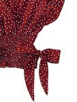 Red Vintage Polka Dot Ruffle Cap Sleeve Top