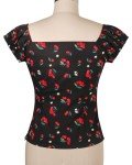 Rockabilly Floral Off-Shoulder Pinup Blouse