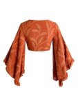 70s Floral Bow Tie Front Boho Crop Top