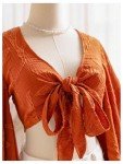 70s Floral Bow Tie Front Boho Crop Top