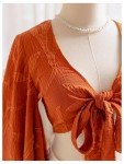 70s Floral Bow Tie Front Boho Crop Top