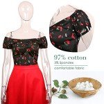 Rockabilly Floral Off-Shoulder Pinup Blouse