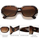 Retro Rectangle Tortoise Sunglasses for Women