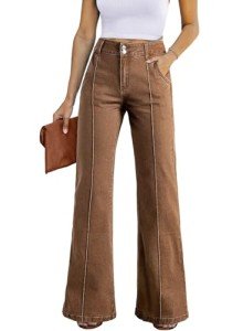 Vintage Brown Wide Leg High Waisted Jeans