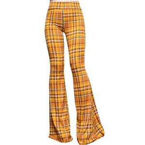 Plaid Mustard High Waist Wide Leg Bell Bottoms