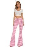 Women's High Waisted Checkered Flare Pants