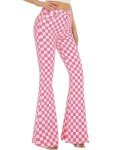 Women's High Waisted Checkered Flare Pants