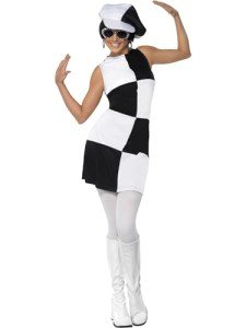 60s Black & White Party Girl Costume for Women