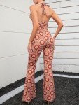 Red Vintage-Inspired Crop Top and Wide Leg Pants Set